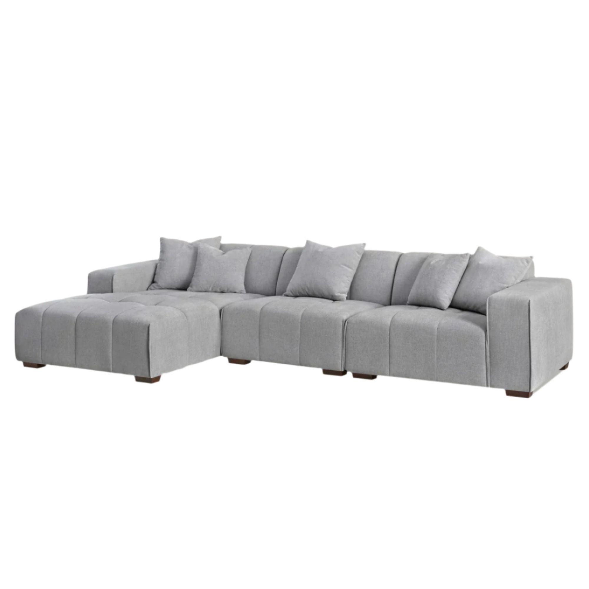 Aluxo Albert Cloudy Grey Boucle Left Hand Corner Sofa | 5 Seater